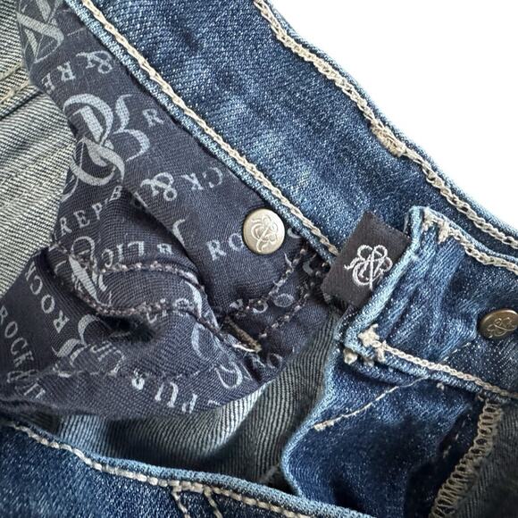 Rock & Republic Kasandra Jeans women sz 4 embellished Bootcut Moto Boho Edgy - Picture 7 of 13